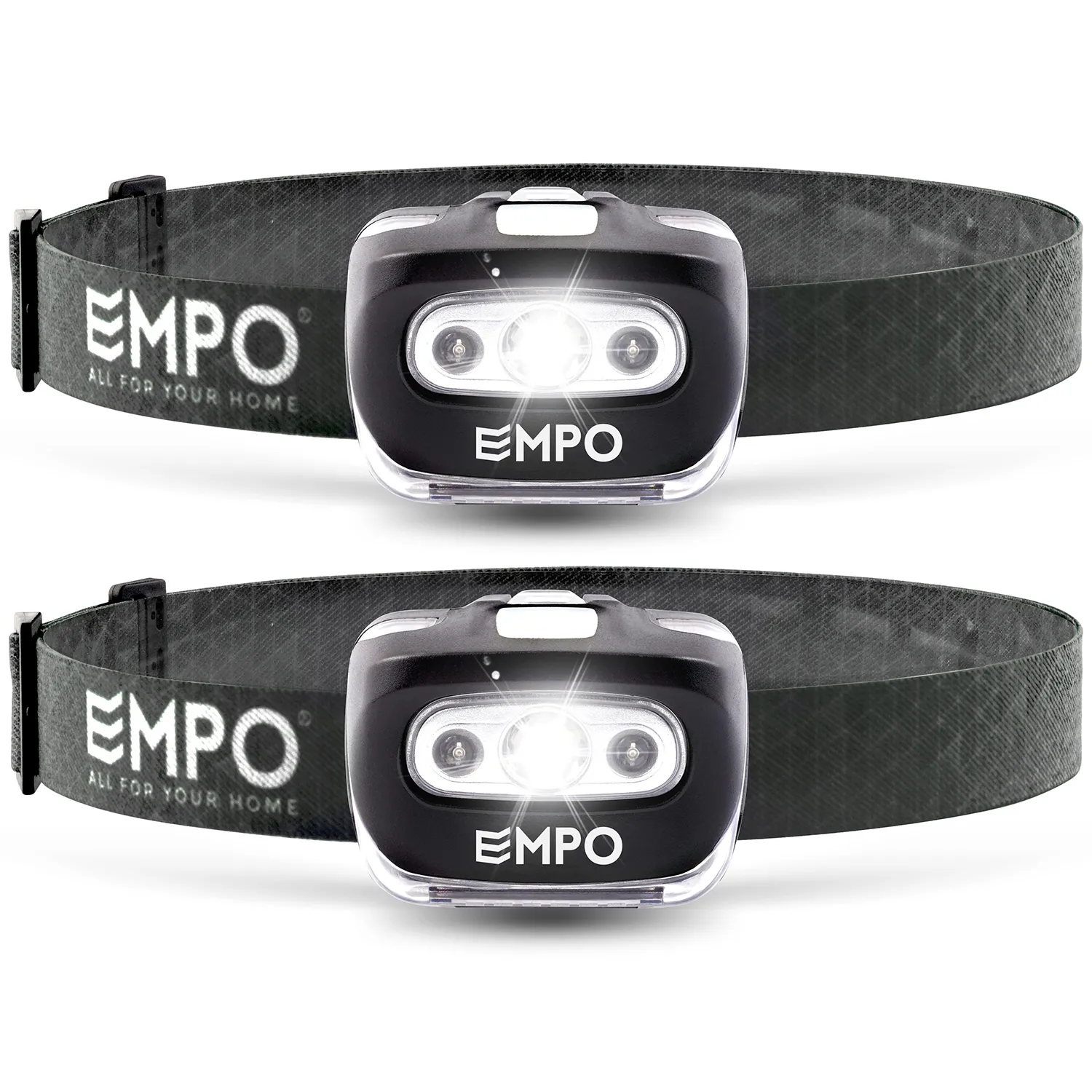 Bright LED Headlamp Flashlight (2 PACK) with Red Safety Light for Running, Camping, Hiking and Climbing